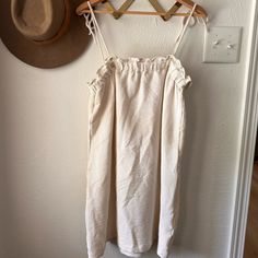 Excellent Condition, Never Worn, Tags On! Beige Cotton Mini Dress For Daywear, Beige Cotton Midi Dress For Day Out, Vacation Off White Cotton Mini Dress, Chic Cream Cotton Mini Dress, Chic Off-white Cotton Mini Dress, Casual Cream Cotton Mini Dress, Cream Casual Cotton Mini Dress, Beige Cotton Sundress For Spring, Off White Cotton Mini Dress For Vacation