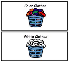 two pictures with different clothes in them, one is blue and the other is white