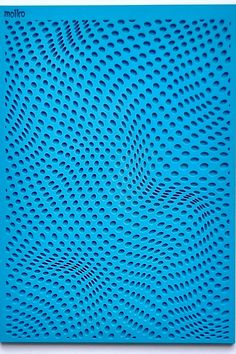 a blue square shaped object with holes on it