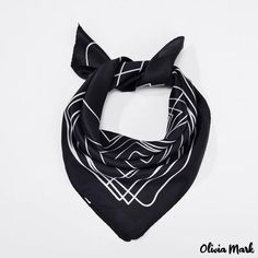 Olivia Mark - eaby mulberry silk scarf women black and white back to the pattern of silk decorative ladies small neck scarf Elegant White Rectangular Scarves, Black Silk Scarf As Summer Gift, Black Silk Scarf For Summer Gift, Elegant White Square Scarf, Black Silk Scarves As A Gift, Black Silk Scarf For Gift, Black Silk Scarf Gift, Chic Black Silk Scarf Gift, Elegant Black Square Silk Scarf