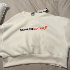 Brand- Nike (Gatorade) Size - Small Color: White Style: Cropped Sweaters Nike, Water Branding, Nike Sweaters, Nike Sweater, Nike White, White Nikes, White Style, Orange White, Color Orange