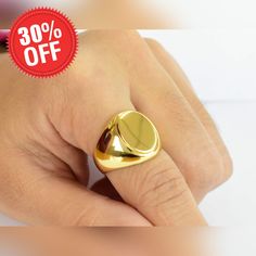 "This listing is for 14k Gold Filled signet ring the base metal is 925 sterling silver. this is a timeless classic that goes with just about any look and will look great both on man and woman. What is Gold Fill? It's an actual layer of gold-pressure bonded to another metal. Gold filled is not to be confused with gold plating as filled literally has 100% more gold than gold plating. Gold filled is much more valuable and tarnish resistant. It does not flake off, rub off or turn colors. As a matter of fact, anyone who can wear gold can wear gold filled without worries of any allergic reaction to the jewelry. Gold filled jewelry is an economical alternative to solid gold. Detail :- Material :-  14k Gold Filled Over 925 Sterling Silver. Top Width: 16 mm. Bottom Width Band :- 3.5 mm. Weight :- 6 Gold Dome Ring With Polished Sterling Silver Finish, Oval Jewelry With Shiny Finish For Anniversary, Oval Jewelry With Glossy Finish For Anniversary, Gold Polished Signet Ring For Promise, Gold Open Signet Ring With Polished Finish, Shiny Finish Signet Ring As Gift, Gold Signet Ring With Polished Finish For Promise, Gold Signet Ring For Promise With Polished Finish, Gift Signet Ring With Shiny Finish