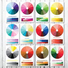 six color wheel calendars with different colors