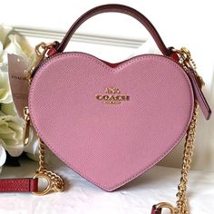 Crossgrain Leather Two Credit Card Slots Double Zip Closure, Fabric Lining Top Handle With 2" Drop Detachable Strap With 22 1/2" Drop For Shoulder Or Crossbody Wear 6" (L) X 7" (H) X 2 1/2" (W) Color:Gold/True Pink Multi Style No. C6952 All Items Are Guaranteed 100% Authentic And Brand New! Condition Is New With Tags. Shipped With Usps Priority Or First Class Mail And Ups Ground. Please Contact Me If You Have Any Questions. Please Note That The Color In Pictures Might Differ Slightly Due To Ligh Coach Dempsey Tote, Lipstick Kit, Girly Bags, Vintage Hippie, Heart Women, Signature Canvas, Coach Crossbody Bag, Crossbody Clutch, Womens Crossbody Bag