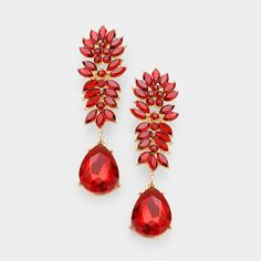 Crystal Red Cluster Teardrop Evening Earrings Luxury Red Jhumkas For Wedding, Red Teardrop Chandelier Earrings For Formal Occasions, Red Teardrop Chandelier Earrings As Gift, Red Dangle Clip-on Earrings For Formal Occasions, Red Drop Earrings For Pierced Ears, Formal Red Dangle Clip-on Earrings, Red Teardrop Earrings For Formal Occasions, Red Teardrop Dangle Earrings For Formal Occasions, Red Dangle Teardrop Earrings For Formal Occasions