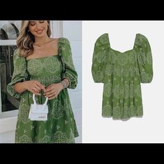 Brand New With Tags Size Small, Medium, Large Zara Shorts, Green Grass, Zara Dresses, Embroidered Dress, Green Dress, Zara, Size Small, Womens Dresses, Brand New