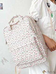 Bird in Bag - Portable, Casual, Classic Floral Pattern Womens Bag, Practical College Style Backpack for School Supplies, Perfect for School, Backpack For School, Vintage Tote Bag, Cartoon Bag, Womens Bag, Floral Backpack, Pattern Shoes, Backpack Style, College Style, Classic Backpack