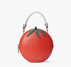 This unique, beautiful craftsmanship and compact Roma tomato shaped crossbody bag serves up plenty of style with divided compartments for even more organization and easy access to your essentials. Excellent Quality and  super soft Leather! This bag is the Kate Spade boutique version not from outlets. It was purchased in Germany and has never been offered for sale in US Kate Spade stores. SIZE 7"h x 7”w x 2.5"d handle drop: 4” strap drop: 22 MATERIAL smooth leather parchment dot-print lining pinmount logo DETAILS crossbody with double zip-around closure interior card slot optional (and adjustable) crossbody strap fits current iphone imported style # k7790 note : because the natural of this smooth leather, you might see some crease in some parts of the bag. comes from a smoke/pet free home t Kate Spade Store, Roma Tomato, Unique Purses, Gold Bag, Stylish Handbags, Novelty Bags, Best Handbags, Cute Bags, Summer 2022