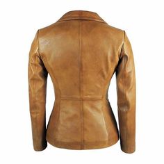 Womens Leather Blazer by Fadcloset: Very classy Stylish tapered Womens Tan Leather Blazer. This tan leather blazer is made with butter soft and supple exotic middle-eastern lambskin. 1 button enclosure and 2 lower pockets. 100% Genuine Leather. Wear to Impress.Stylish BlazerSatin/Polyester LiningGENUINE LeatherView Jacket Measurements Guide Leather Blazer Women, Stylish Blazer, Parka Style, Long Wool Coat, Arab Fashion, Leather Wear, Leather Blazer, Fur Jacket, Fleece Jacket