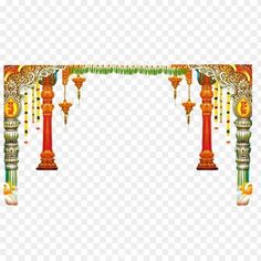 an ornate arch with columns and candles on the sides, transparent background png clipart