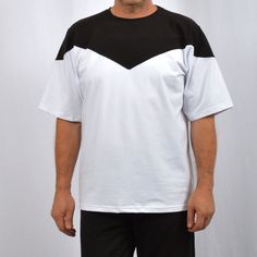 We have some wonderful two tone tees made in unusual patchwork designs. These white and black shirts are great for streetwear as well as your alternative fashion look. It's comfortable unisex wear is flattering for both men and women. Unique design will help you to show your personality. In our t-shirts use high-quality ring-spun cotton. T-shirts made from ring-spun cotton fabric are very airy, durable and easy to clean. * High quality Products * Fabric: 97% cotton, 3% Elastan; * Weight: 190 g/m Short Sleeve Patchwork Shirt For Streetwear, Patchwork Short Sleeve Shirt For Streetwear, Black Cotton Patchwork Tops, Black Cotton Shirt With Contrast Color, Black Patchwork T-shirt For Streetwear, Casual White Patchwork T-shirt, Black Crew Neck T-shirt With Patchwork, Black Cotton T-shirt With Contrast Color, White Patchwork T-shirt For Streetwear