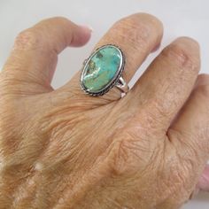 Very Pretty Larger Oval Genuine Turquoise Ring. Solid Sterling Silver With A Stunner Of A Turquoise Stone! Simple Design, Yet Lovely With The Double Roping Around The Bezel. Well Made. Face Height = 20mm. Stamped 925. Various Sizes In Dropdown. ***Turquoise Stones Might Vary Slightly, As To Be Expected. All Are Beautiful. Ref: Sid-B24 Untreated Sterling Silver Turquoise Ring, Irish Heart Ring, Turquoise Jewelry Rings, Western Rings, Moissanite Engagement Ring Halo, Sterling Silver Rings Turquoise, Baguette Diamond Rings, Ring Turquoise, Turquoise Ring Silver