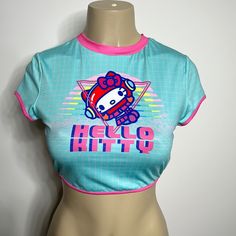 Shein Hello Kitty Blue And Pink T-Shirt Size Small Cutecore Shirt, Blue Cutecore, Shein Hello Kitty, Pinterest Wardrobe, Tops Shein, Pink T Shirt, Pretty Clothes, Pink Tshirt, Shein Tops