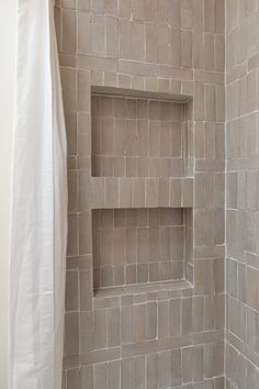 Miter Zellige Tile Niche Zellige Tile Bathroom, Toilet Installation, Cle Tile, Shower Fixtures, Bath Tiles, Shower Niche, Zellige Tile, Bathroom Renos, Tile Installation