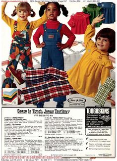 1976 Sears Fall Winter Catalog, Page 297 - Catalogs & Wishbooks Vintage Girls Clothes, Children Outfits, Vintage Childrens Clothing, Silly Shirt, Vintage Kids Clothes, 1900s Fashion, Junior Fashion, Jeans Fabric, Smock Top