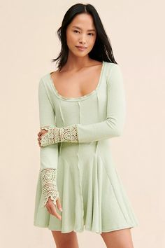 Little Love Thermal Mini Dress | Free People Free People High Neck Dress, Free People Bridesmaid Dress, Affordable Romantic Mini Dress For Daytime, Lucy Loves Lace, Flowy Dainty Dress, Lane Mini Dress, Free People Delilah Dress, Free People Waterlily Dress, Cute Mini Dress Long Sleeve