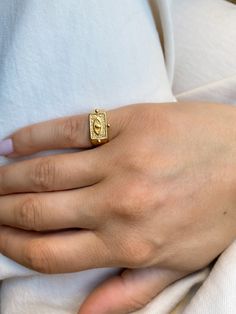 Mini Tag Ring — Hellenic Aesthetic Spiritual Evil Eye Ring Jewelry, Symbolic Evil Eye Jewelry Ring, Symbolic Evil Eye Ring Jewelry, Spiritual Evil Eye Rings As Gift, Gold Evil Eye Rings As Gifts, Gold Evil Eye Ring As A Gift, Gold Evil Eye Ring Gift, Gold Rings With Evil Eye For Gift, Hellenic Aesthetic