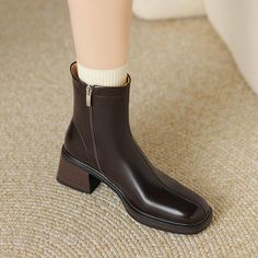 CHIKO Dunia Square Toe Block Heels Ankle Boots feature leather upper, synthetic lining, rubber sole. Heel height is approx. 2" (5 cm) Chiko Shoes, Square Toe Boots, Block Heel Ankle Boots, Fit Fashion, Leather Items, Heeled Ankle Boots, Outfits Ideas, Boot Sandals, Boot Shoes Women