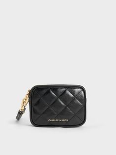 Black Apfra Quilted Wristlet Pouch Chic Rectangular Coin Purse With Removable Pouch, Classic Rectangular Clutch With Zipper Closure, Elegant Rectangular Clutch With Zipper Closure, Elegant Cosmetic Bag With Zipper Closure For On-the-go, Chic Rectangular Wallet With Zipper Closure, Elegant Coin Purse With Zipper Closure For Daily Use, Chic Rectangular Wallet, Chic Wallet With Removable Pouch In Rectangular Case, Chic Wallets With Removable Pouch