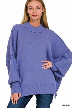 This oversized knit sweater is a fall and winter dream! With cozy ribbed material, exposed seams, and long length, she's ideal for styling up with skinnies and booties, or dressing down at home with leggings and fuzzy slippers! 56% Cotton 38% Acrylic 6% Nylon SIZING: Model is 5'4" wears a size 5 and is modeling the size S/M S/M 4-8 L/XL 10-14 X-Large 16-18 MEASUREMENTS: SIZE BUST SLEEVE FRONT RISE Small 64" 31" 28" Medium 66" 31.5" 28.5" Large 68" 32" 29" X-Large 70" 32.5" 29.5" **measurements may vary by 1/2" Ships from Utah within 1-3 business days of order being placed. Limited stock based on vendor availability. Oversized Trendy Sweater For Cold Weather, Trendy Oversized Sweater For Cold Weather, Oversized Textured Knit Acrylic Sweater, Ribbed Acrylic Turtleneck Sweater, Snug Solid Sweater For Loungewear, Oversized Ribbed Sweater In Acrylic, Oversized Ribbed Acrylic Sweater, Slouchy Cozy Sweater With Ribbed Cuffs, Cozy Slouchy Sweater With Ribbed Cuffs