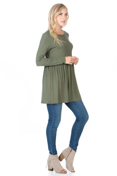 If you're looking for something to wear out on a weekend, this tunic top is perfect! It has a little bit of ruffle at the hem which makes it stand out from other tunics. The Azules Women's Long Sleeve Ruffle Hem Tunic Top is also great for dressing up or down. You can wear it with leggings and jeans for a casual look, or layer it over a blazer or cardigan for an evening out. - 95% Rayon / 5% Spandex - Design in Los Angeles - Made in the USA Long Tunics For Women, Long Tunics, Tunics For Women, Long Tunic, Womens Tunics, Made In America, Week End, Ruffle Hem, Tunic Top