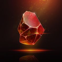 an orange and red diamond on a black background