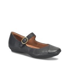 Eurosoft-Selma Mary Jane Flat Add to your casual or professional wardrobe with the Selma flat from Eurosoft. This Mary Jane pair sports a supportive footbed with a subtle heel to ensure comfortable steps. Casual Slip-resistant Round Toe Flats, Slip-resistant Medium Width Flats, Black Flats With Arch Support For Spring, Black Synthetic Flats With Arch Support, Casual Slip-on Flats With Arch Support, Comfortable Everyday Flats With Arch Support, Comfortable Flats With Arch Support For Everyday, Black Slip-resistant Round Toe Flats, Casual Flats With Arch Support