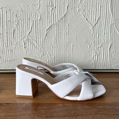 Stradivarius Slip On Heeled Sandal Size: Eu 38 / Usa 7.5 Heel: ~3” Color: Off White Condition: Nwt Very Comfortable! Has An Airfit Comfort Insole Foam. Trendy White Sandals With Wrapped Heel, Stradivarius Shoes, White Heeled Sandals, White Sandals Heels, Heeled Sandal, White Heels, Heeled Sandals, Cream White, On Off