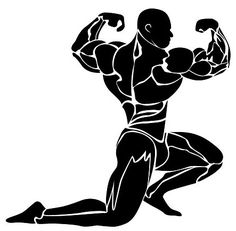 the silhouette of a man doing squats with his hands behind his back and one arm up