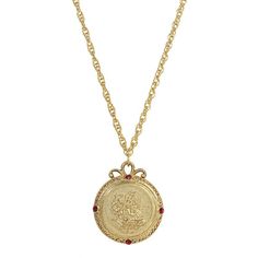 This gold tone pendant necklace from 1928 showcases each flower of the month and is the perfect accessory for anyone with a sense of style. This gold tone pendant necklace from 1928 showcases each flower of the month and is the perfect accessory for anyone with a sense of style. NECKLACE DETAILS Pendant size: 1.5 in. Chain length: 20 in. Clasp: lobster-claw Metal: alloy Plating: gold tone Finish: polished Not appropriate for children 14 years old and younger. Size: One Size. Color: Red. Gender: Imagenes Aesthetic, January Birth Flowers, Flower Of The Month, Chic Fashionista, 1928 Jewelry, Jewelry Flower, Vintage Inspired Jewelry, Round Pendant Necklace, Czech Crystal