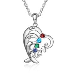 This Personalized Pendant Necklace Four Custom Names And Birthstones features stainless steel that will make this pendant last a lifetime because it´s made of high-quality silver that will never fade its color. Pick 4 custom names and 4 custom birthstones and share them with your loved ones. All of our products on Personalized Jewels are made with care and extreme attention to detail so you can get the best of the best! You can showcase your love by customizing this jewelry for that special one! Customized Silver Birthstone Necklace As Gift, Customizable Silver Stainless Steel Necklace, Silver Pendant Birthstone Necklace As Personalized Gift, Silver Pendant Birthstone Necklace For Personalized Gift, Silver Birthstone Pendant Necklace For Personalized Gift, Customized Silver Birthstone Necklace As Personalized Gift, Customized Silver Birthstone Necklace For Personalized Gift, Personalized Name Jewelry In Stainless Steel As Gift, Personalized Stainless Steel Jewelry With Names