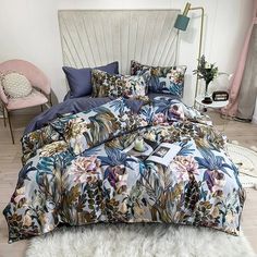 Botanical Bliss Bedding Set on a bed - front view Paisley Bedding, Queen Size Bed Sets, Egyptian Cotton Duvet Cover, King Bed Sheets, Floral Bedding Sets, Cotton Bedding Set, Fitted Bed, Luxury Duvet Covers, Fitted Bed Sheets