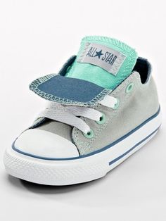 Converse Chuck Taylor All Star Double Tongue Ox Toddler Plimsolls - Grey/Blue Childrens Dress, Dress Clothes, Converse Chuck Taylor All Star, Organic Baby, Grey Blue