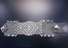 Chainmail CMB9Z - AS (antique silver finish) Bracelet Big Cross, Small Ring, Liquid Metal, Stainless Steel Mesh, Chain Mail, Steel Mesh, Small Rings, Cross Designs, Metal Bracelets