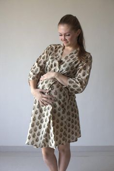 I have been making robes for a long time and they are my absolute favorite as they are so so so comfortable. So far, I had only used cotton and silk to make them but for a long time, I had been thinking of making them using Organic Cotton and Silks.I have made this particular one using 100% certified Organic Cotton.And for the printing as well, I have used completely natural traditional hand block printing process using herbal dyes. There is a lot of misconception that everything which is hand-b Cotton Nursing Friendly Sleepwear, Nursing Friendly Cotton Sleepwear, Cotton Nursing-friendly Sleepwear For Maternity, Cotton Nursing Friendly Sleepwear For Maternity, Cotton Maternity Sleepwear Nursing Friendly, Cotton Nursing Friendly Dress, Cotton Nursing Friendly Maternity Dress, Cotton Maternity Dress Nursing Friendly, Cotton Long Sleeve Maternity Dress