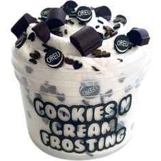 a cup filled with cookies and cream frosting