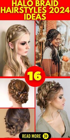 Halo Braid Half Up Half Down, Elegant Easy Updos, Ghost Concert, Braid Crown Tutorial, Hairstyle 2024, Braid Half Up Half Down, Halo Braids, Braided Crown Hairstyles, Halo Braid