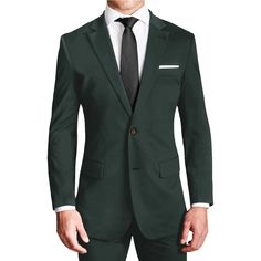 Athletic Fit Stretch Suit - Solid Hunter Green Professional Appearance, Blazer Designs, Fabric Making, Suit Fabric, Shirt Fabric, Short Shirts, Athletic Fits, Performance Fabric, Waist Pants