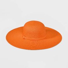 Women's Packable Straw Floppy Hat - Shade & Shore™ Orange : Target Wide Brim Hats For Pool, Solid Color Sun Hat For Pool And Beach Season, Adjustable Orange Sun Hat For Vacation, Solid Sun Hat For Pool And Beach Season, Packable Hats For Sunbathing In Spring, Packable Hats For Spring Sunbathing, Packable Hats For Spring, Summer Packable Hats For Sunbathing, Curved Brim Solid Color Sun Hat For Pool