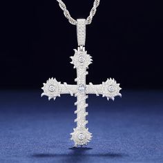 S925 Moissanite Thorns Cross Pendant - Different Drips Luxury Diamond Cut Cross Pendant Jewelry, White Moissanite Iced Out Jewelry, Iced Out Moissanite White Jewelry, Iced Out White Moissanite Jewelry, Baguette Bracelet, Pendant Watches, Photo Pendant, Letter Pendants, Pendant Bracelet