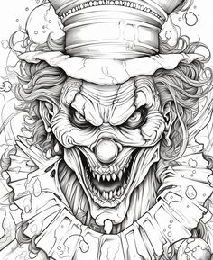 a drawing of a clown wearing a top hat