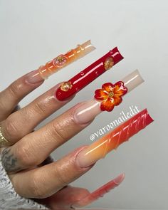 3d Nail Art Designs, Rhinestone Projects, Pink Ombre Nails, Claw Nails, Classy Acrylic Nails, Long Acrylic Nails Coffin, Acrylic Nails Coffin, Autumn Nails, Fire Nails