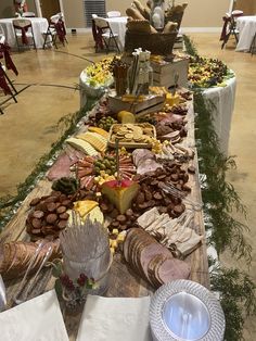 a long table filled with lots of food