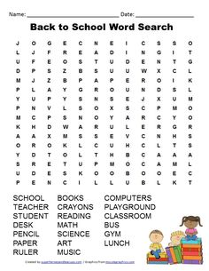 the back to school word search is shown in this printable worksheet for students