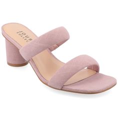 The Aniko flat from Journee Collection offers a stylish and comfortable choice with its 2 1/4-inch block heel, providing a subtle lift for various occasions. The multi-strap design and slip-on closure add a trendy touch and convenience, while the open toe style enhances its modern aesthetic. Crafted with fabric for both the upper material and lining, and featuring a 4 mm Tru Comfort Foam™ footbed, these flats prioritize both fashion and comfort, making them a chic and laid-back look. Block Heel Mules, Fashion Shoes Sandals, Platform Block Heels, Heel Mules, Strap Sandals Women, Open Toed Heels, Open Toe Shoes, Shoes Heels Pumps, Journee Collection