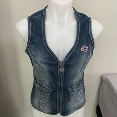 Nwt, Never Worn. Super Cute For All You Hot Biker Chicks Out There Harley Davidson Shirts Women, Biker Chick Outfit, Jeans Vest, Harley Davidson Tee, Zip Up Vest, Mesh T Shirt, Harley Davidson Women, Future Outfit, Biker Chick