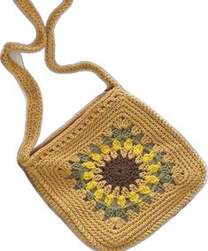 Trendy Yellow Handmade Crochet Bag, Trendy Handmade Yellow Crochet Bag, Yellow Square Crochet Bag For Summer, Yellow Square Crochet Bag For Vacation, Brown Crochet Festival Bag, Vintage Handmade Crochet Bag For Summer, Handmade Summer Crochet Bag For Festivals, Handmade Yellow Crochet Bag For Gift, Retro Handmade Crochet Bag For Summer