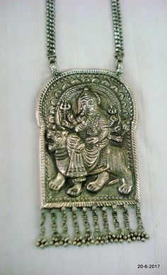 Vintage tribal silver necklace pendant from Rajasthan India. Great workmanship, Good for jewellery collection. Subject of this pendant is hindu goddess durga ma.Note - Please check pictures care fully for more detail.chain length - 55 cm (22") we can adjust the length.pendant size - 13/7.5 cm (5.1/2.9")weight - 138 grams material - silver. Durga Ma, Goddess Durga, Hindu Goddess, Silver Necklace Pendant, Durga Goddess, Rajasthan India, Jewellery Collection, Silver Pendant Necklace, Chanel Boy Bag