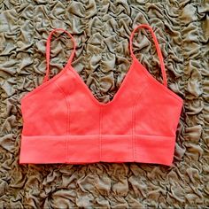 Nwot Fp Intimately Seamless Lowback Bralette. Coral Pink/Orange. Summer Color! Pink Yoga Bra With Medium Bust Support, Spring Sports Bra With Removable Pads, Summer Low-cut Sports Bra With Built-in Bra, Spring Triangle Top Sports Bra With Built-in Bra, Low-cut Sports Bra With Removable Pads For Summer, Pink Tank Top With Built-in Bra For The Beach, Pink Triangle Top With Built-in Bra, Pink Tank Top With Built-in Bra For Summer, Summer Pink Tank Top With Built-in Bra