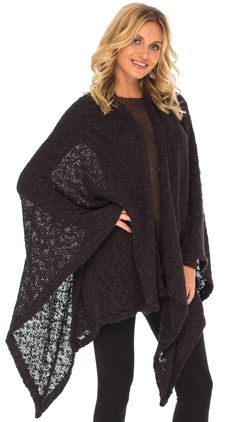 FASHIONABLE AND STYLISH open poncho cape shawl for women is surely a must-have for the cold season. This warm poncho for women can be worn in a variety of ways. An open-front wrap sweater that will complement every outfit you own. Great for layering over a crop top, tank top, or scrunch it to make a darling knit scarf poncho. COMFORTABLE AND LIGHTWEIGHT shawl poncho cape for women is the perfect upgrade for your womens warm poncho cape collection. This blanket wrap for women is made of cozy, sof Fall Soft Knit Poncho, Acrylic Poncho Shawl For Fall, Acrylic Shawl Poncho For Fall, Oversized Shawl Poncho, Brown Poncho For Layering, One Size, Fall Layering Shawl Poncho, Knit Poncho For Cold Weather, Winter Poncho Cape In Knit, Winter Knit Poncho Cape